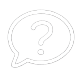 A line art icon of a question mark inside a speech bubble.
