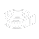 Line drawing of a coiled measuring tape.