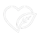 Outline icon of a heart with a leaf on its right side.