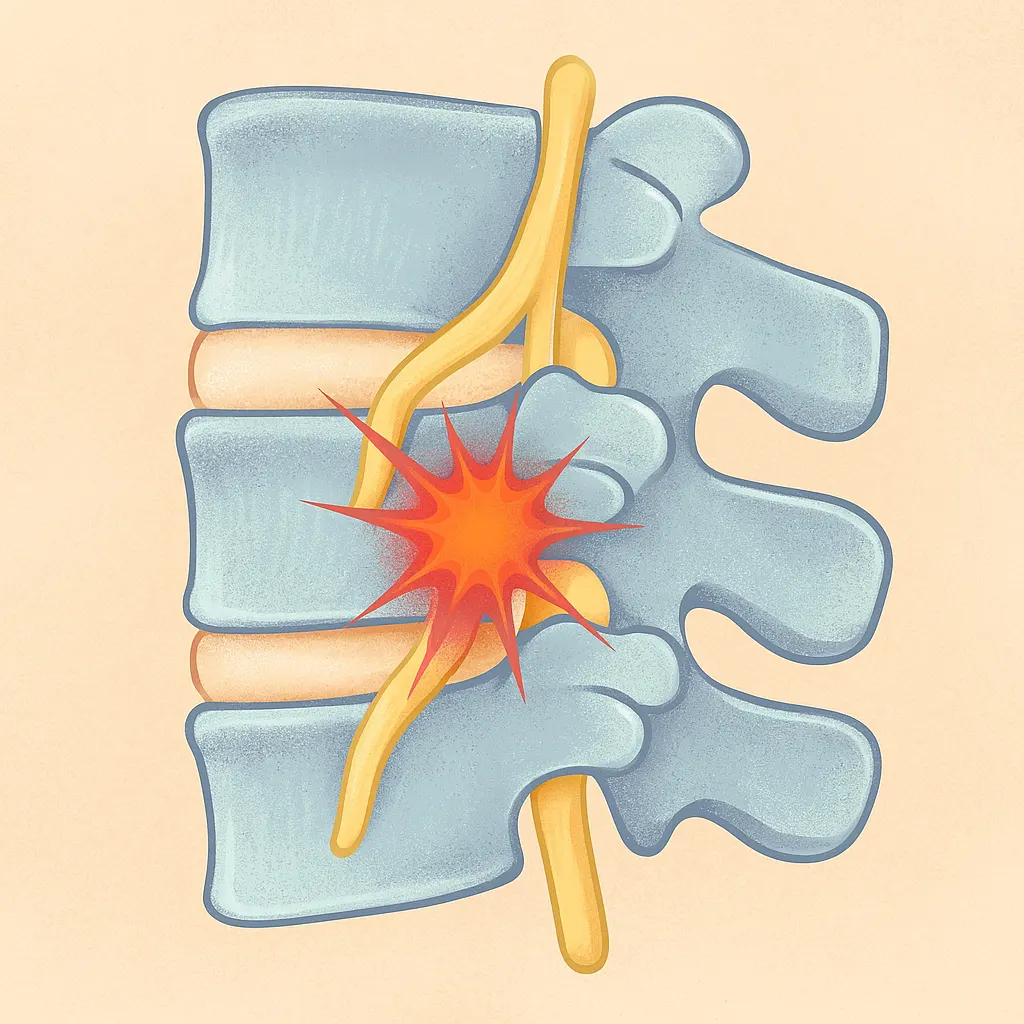 Spinal cord with pinched nerve